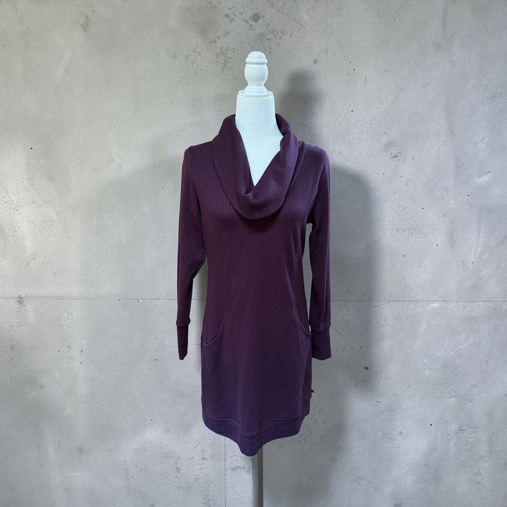 Merrell Indira Cowl Neck Sweater Dress Burgundy Long Sleeve Pockets